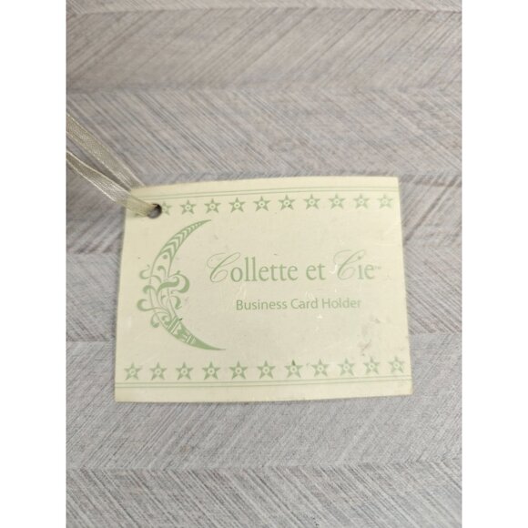 Collette Et Cie Metal Enamel Ornate Floral Business Card Holder Rhinestone New - Picture 2 of 7